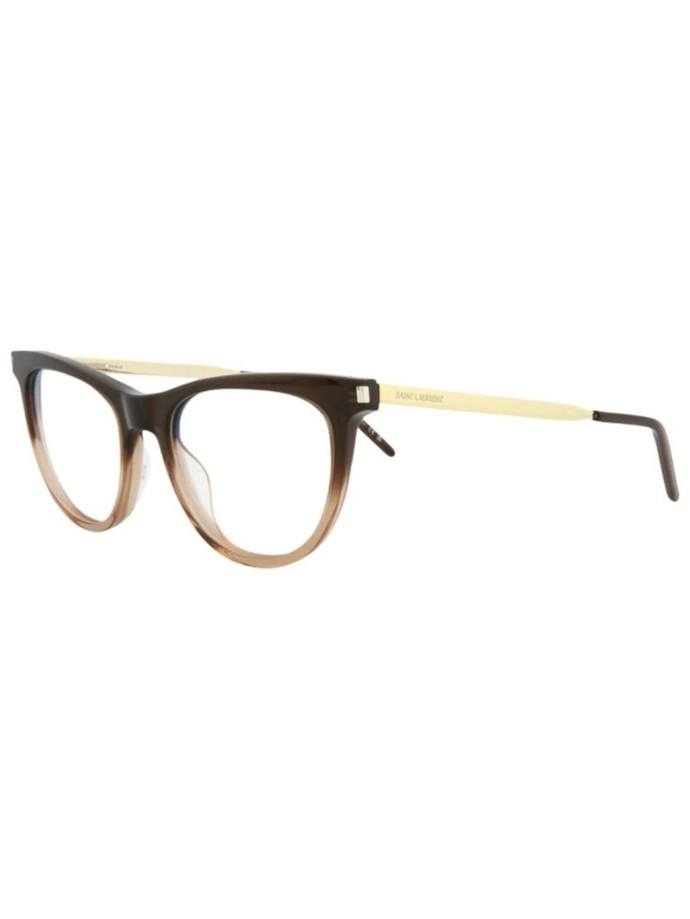 New Saint Laurent Women's Eyeglasses Cat Eye Acetate Frame Brown Gold